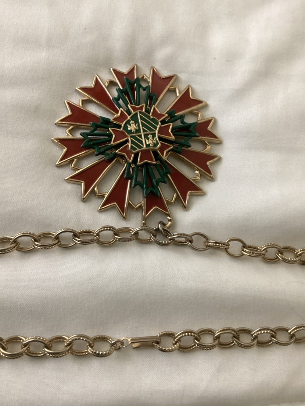 Gold-Tone Red & Green Enamel Starburst Pendant Necklace - Picture 5 of 5